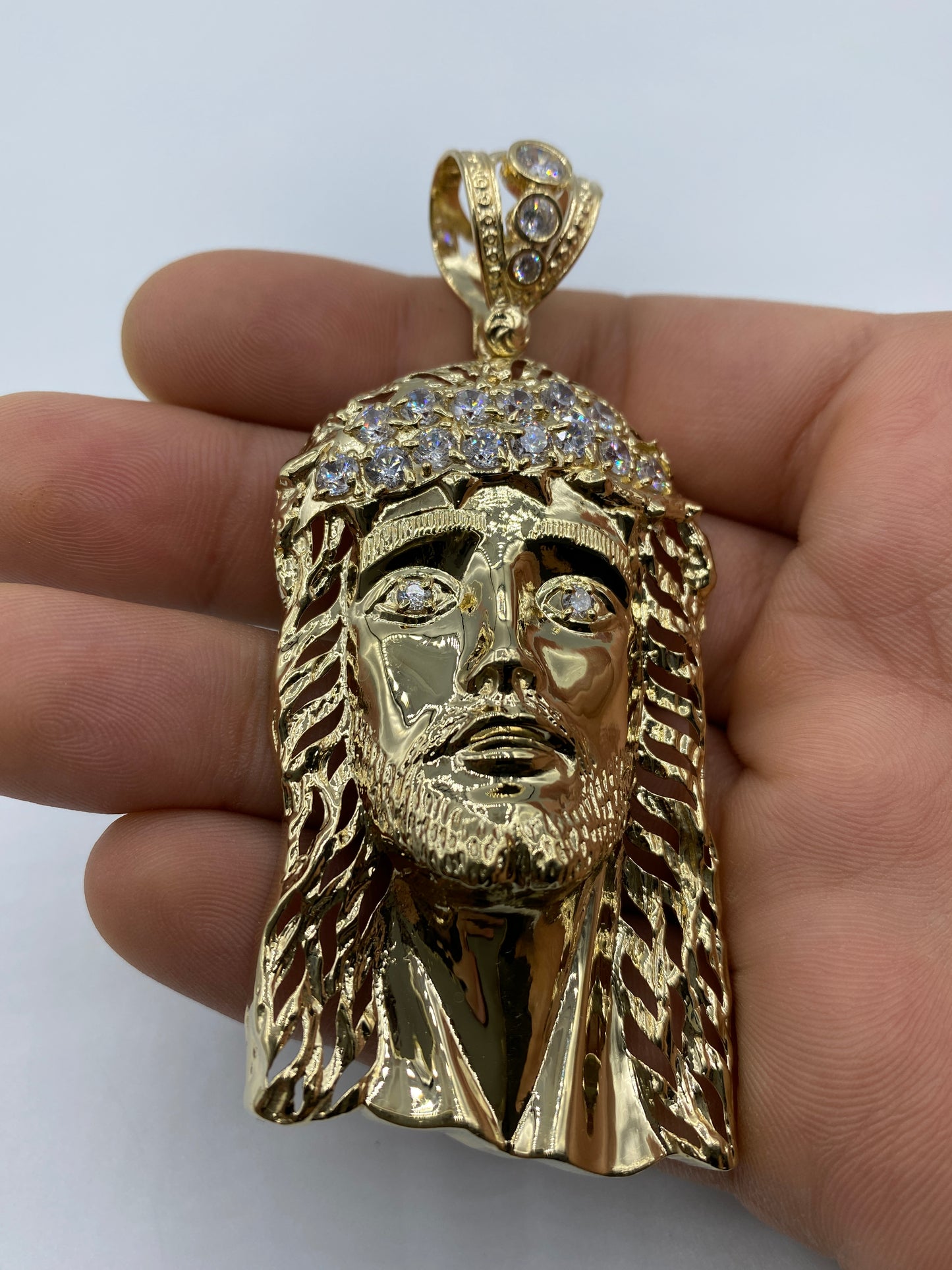 14K Jesus Head Pendant 3.5"