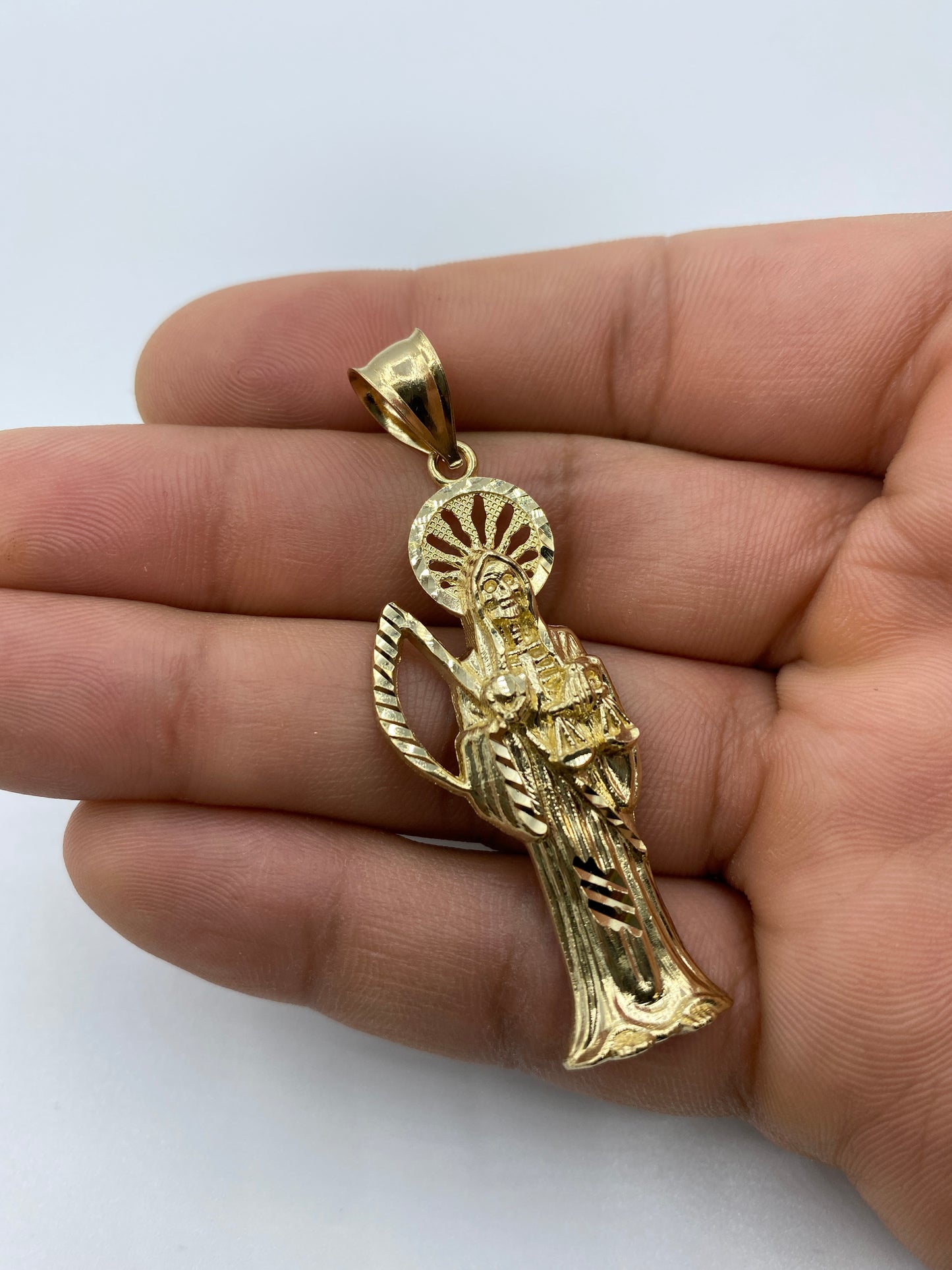 14K Santa Muerte Grim Reaper Pendant