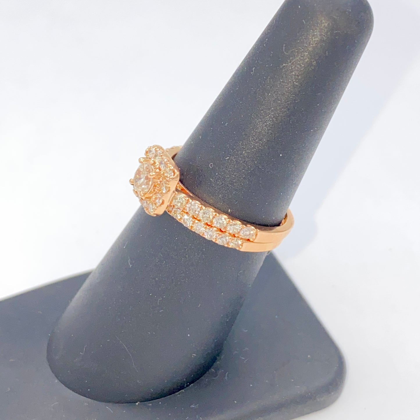 14K Marilyn Square Halo Stack Diamond Engagement Ring