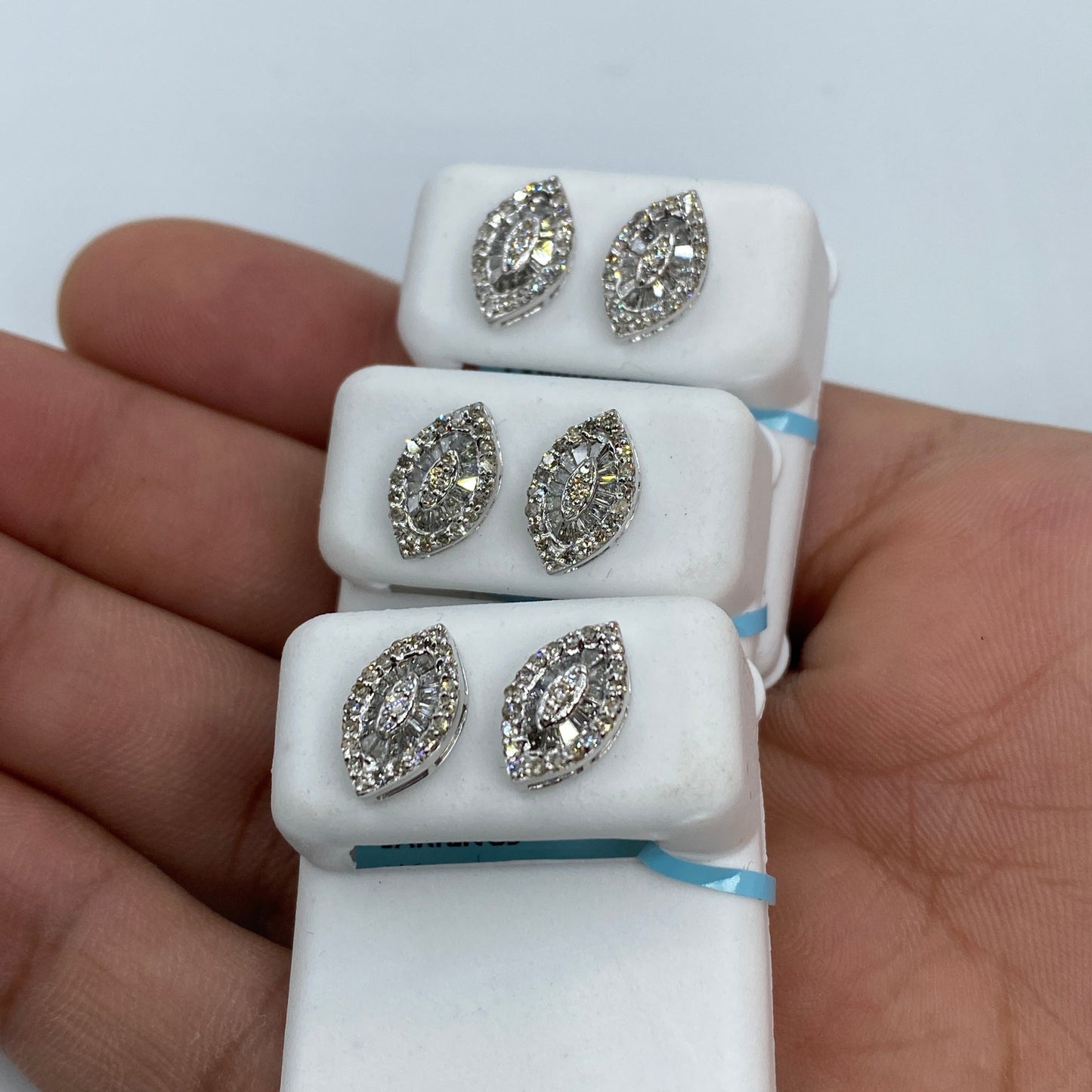 14K Eye Diamond Baguette Earrings