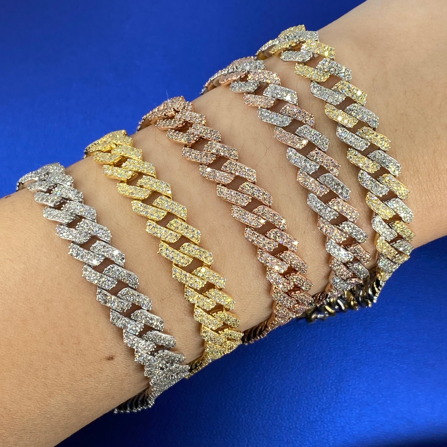 10K 8MM Cuban Link Diamond Bracelet 7.5"