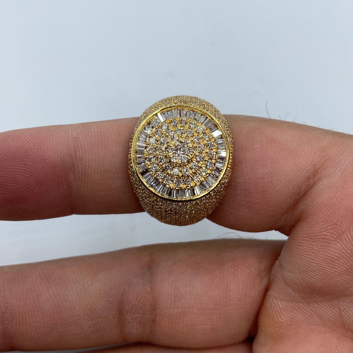 14K Circle Diamond Baguette Ring