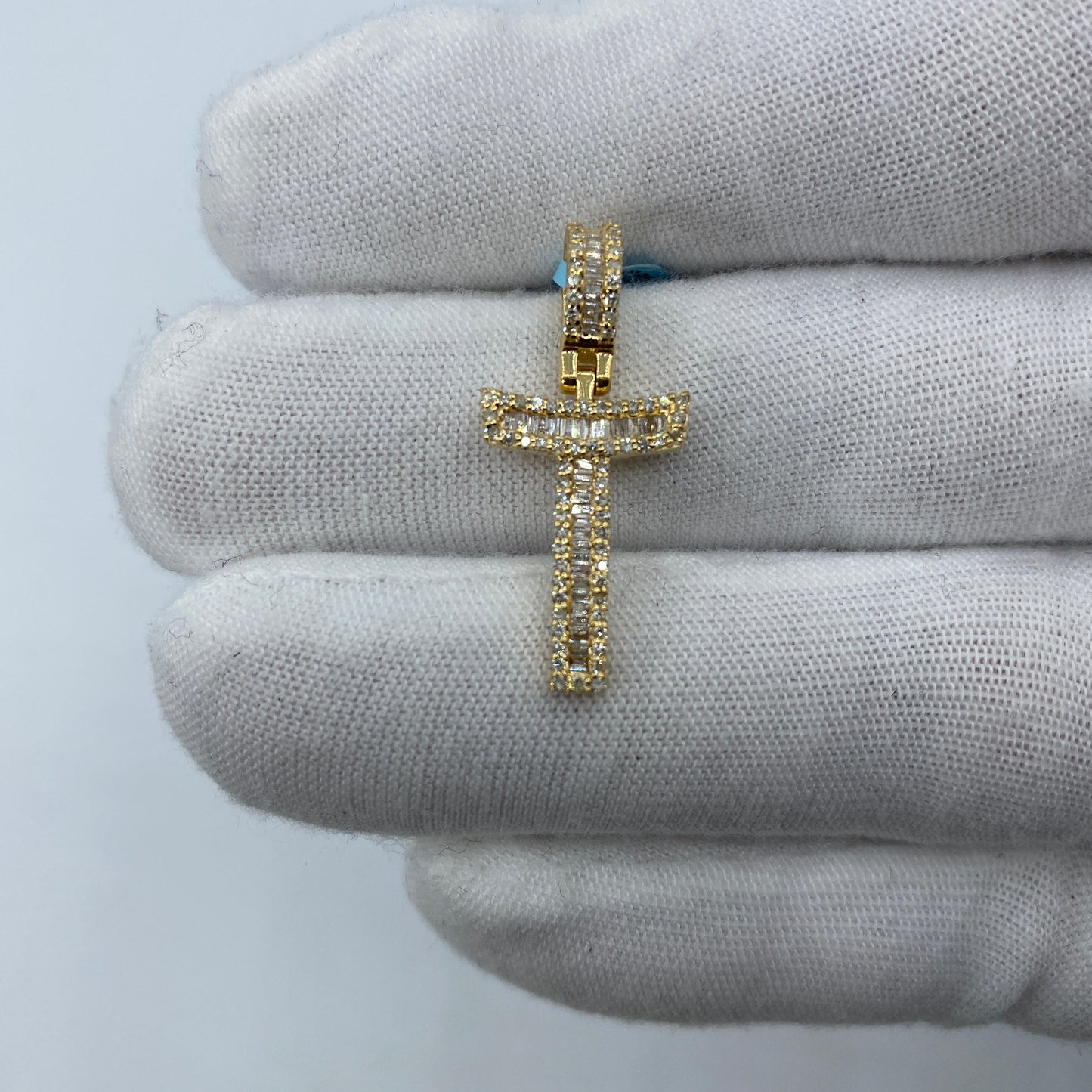 14K Initial T Diamond Baguette Pendant