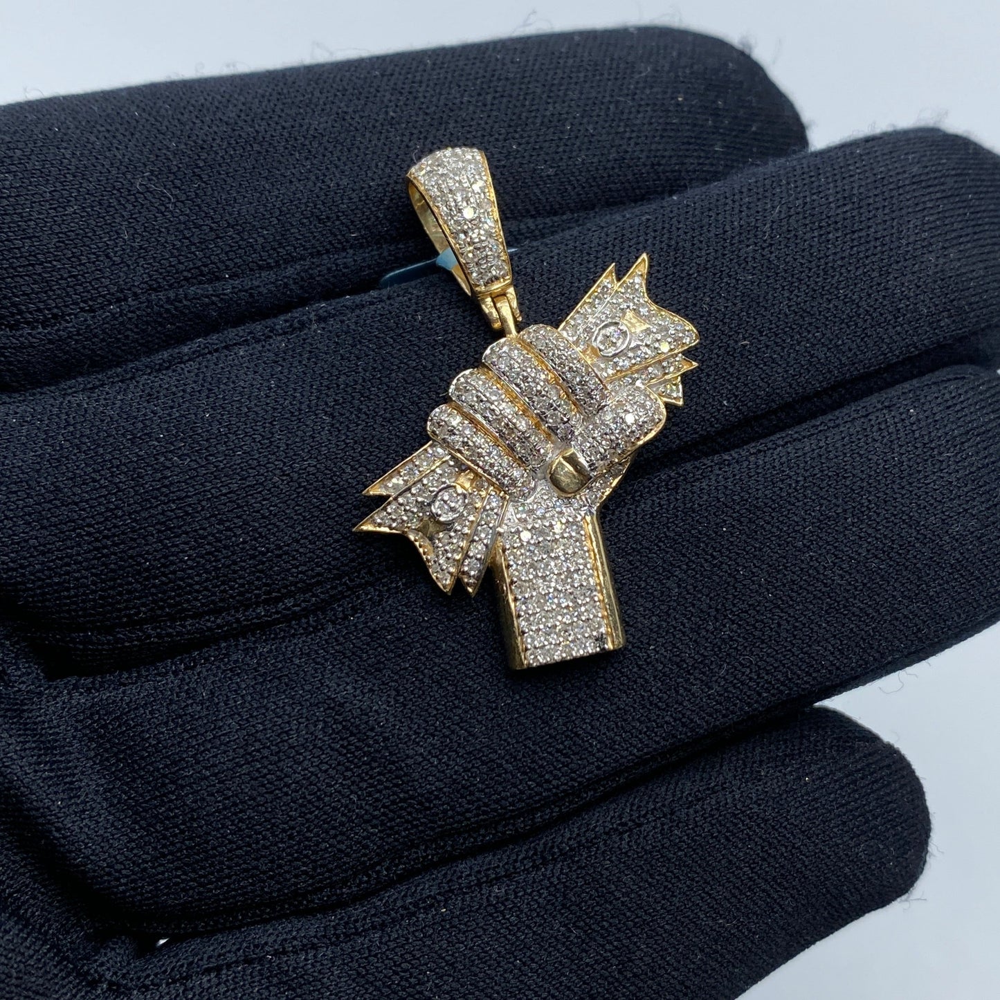 14K Money Hand Diamond Pendant