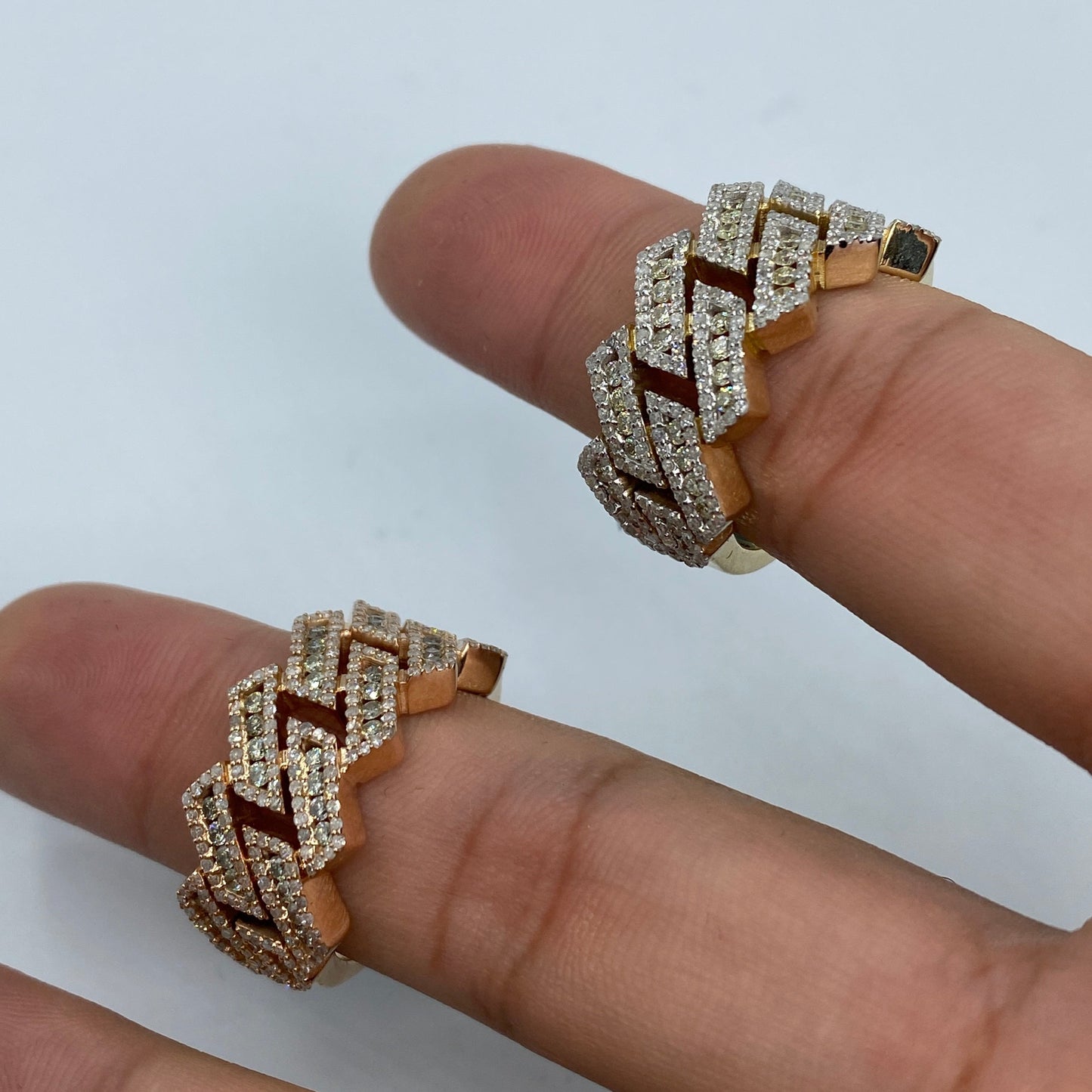 14K Gold 13MM Hawaiian Cuban Link Diamond Ring