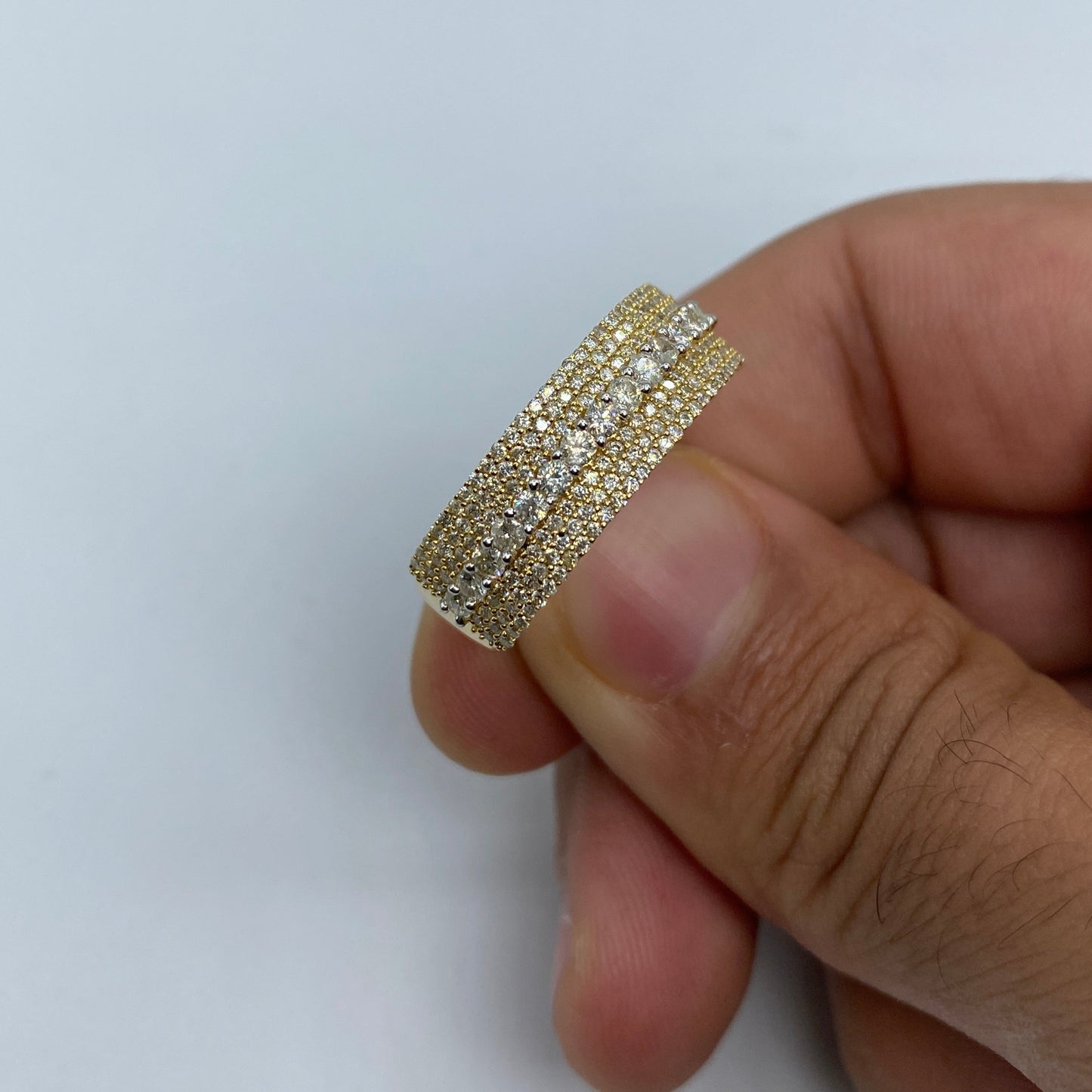 14K Big Stone Band Diamond Ring
