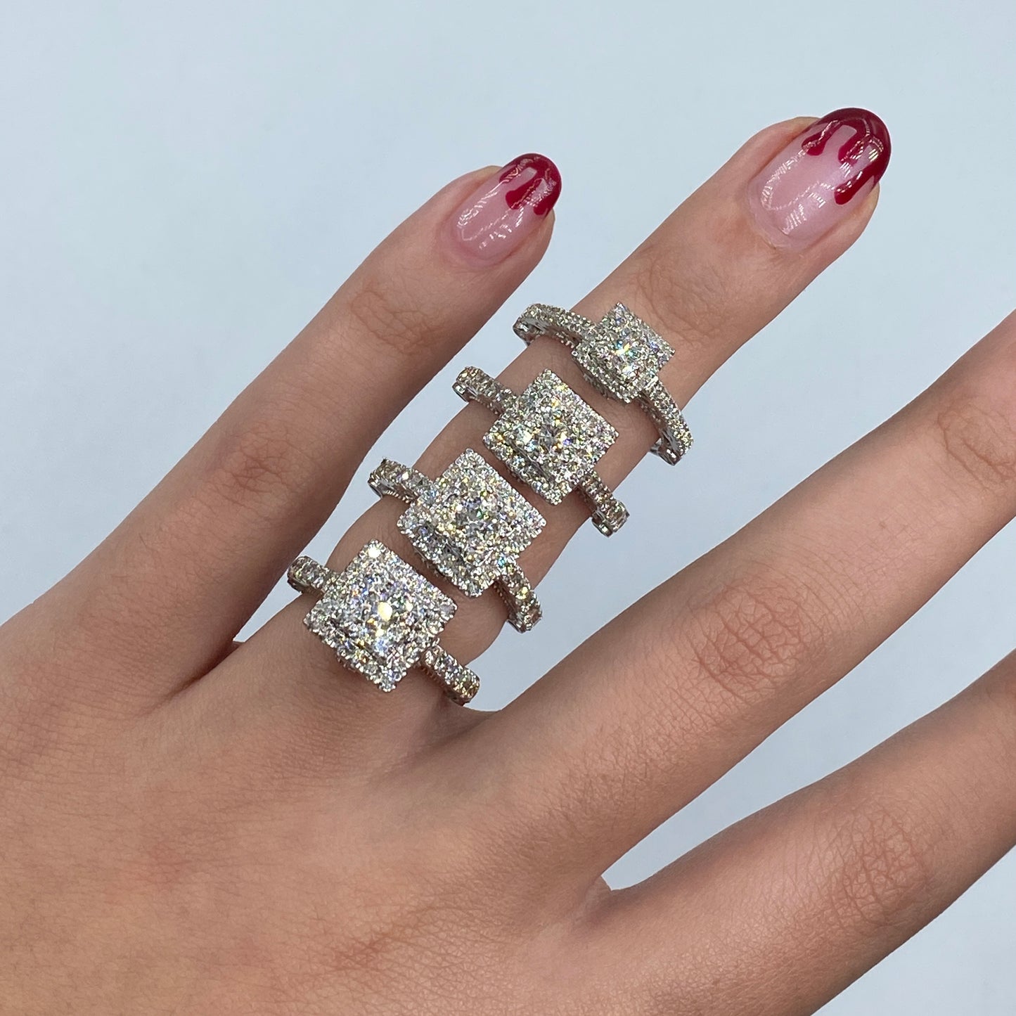 14K Square Diamond Engagement Ring