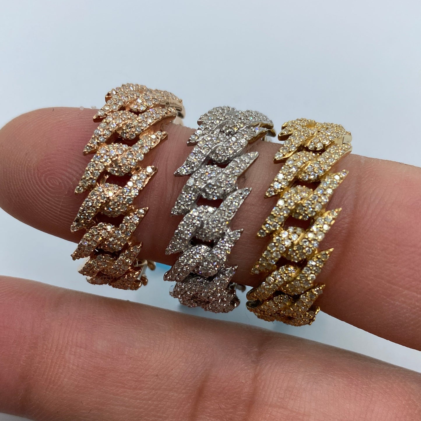 14K Gold 10MM Eternity Cuban Thorn Diamond Ring