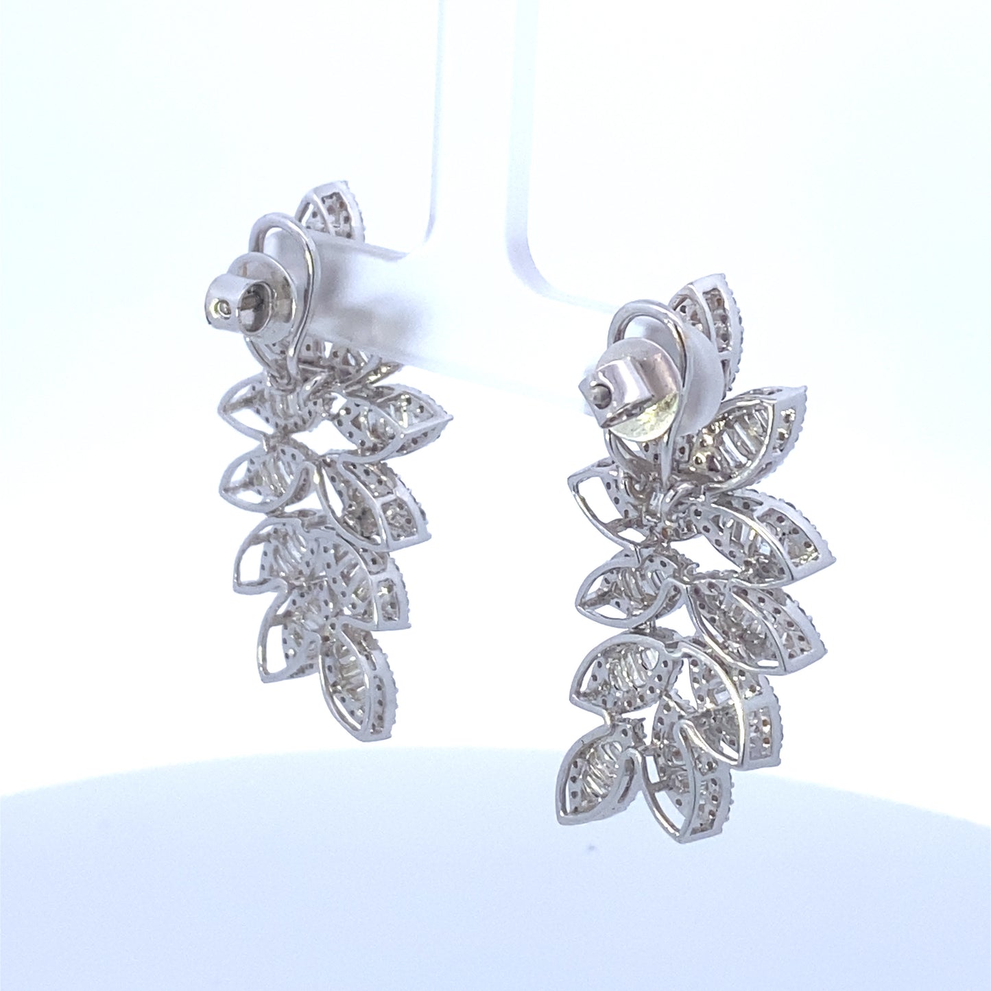 14K Marquise Hanging Diamond Baguette Earrings