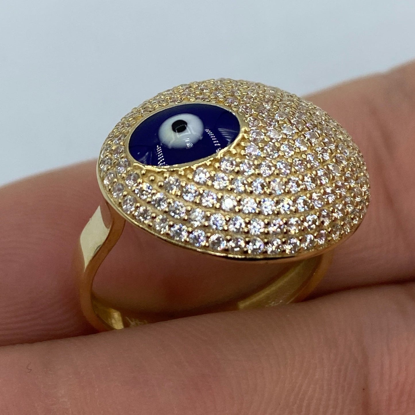 14K Evil Eye Dome Ring