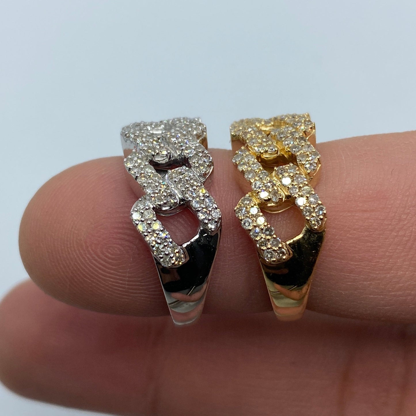 14k Gold 9MM Cuban Link Diamond Ring