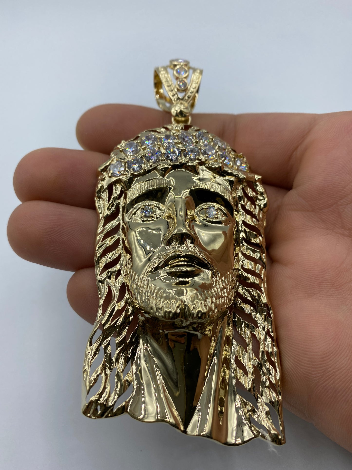 14K Jesus Head Pendant 4.0"
