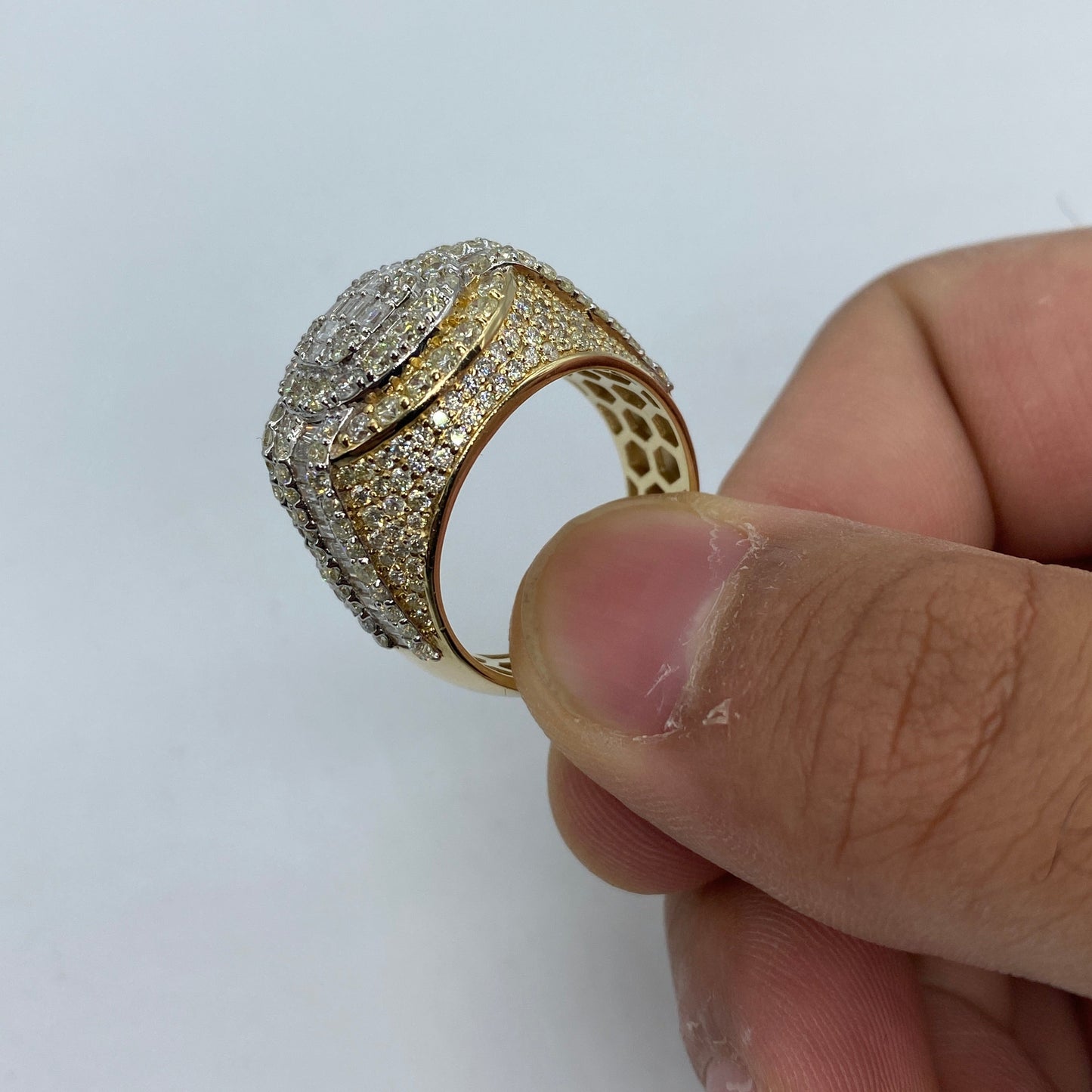 14K Circle Castle Diamond Baguette Ring