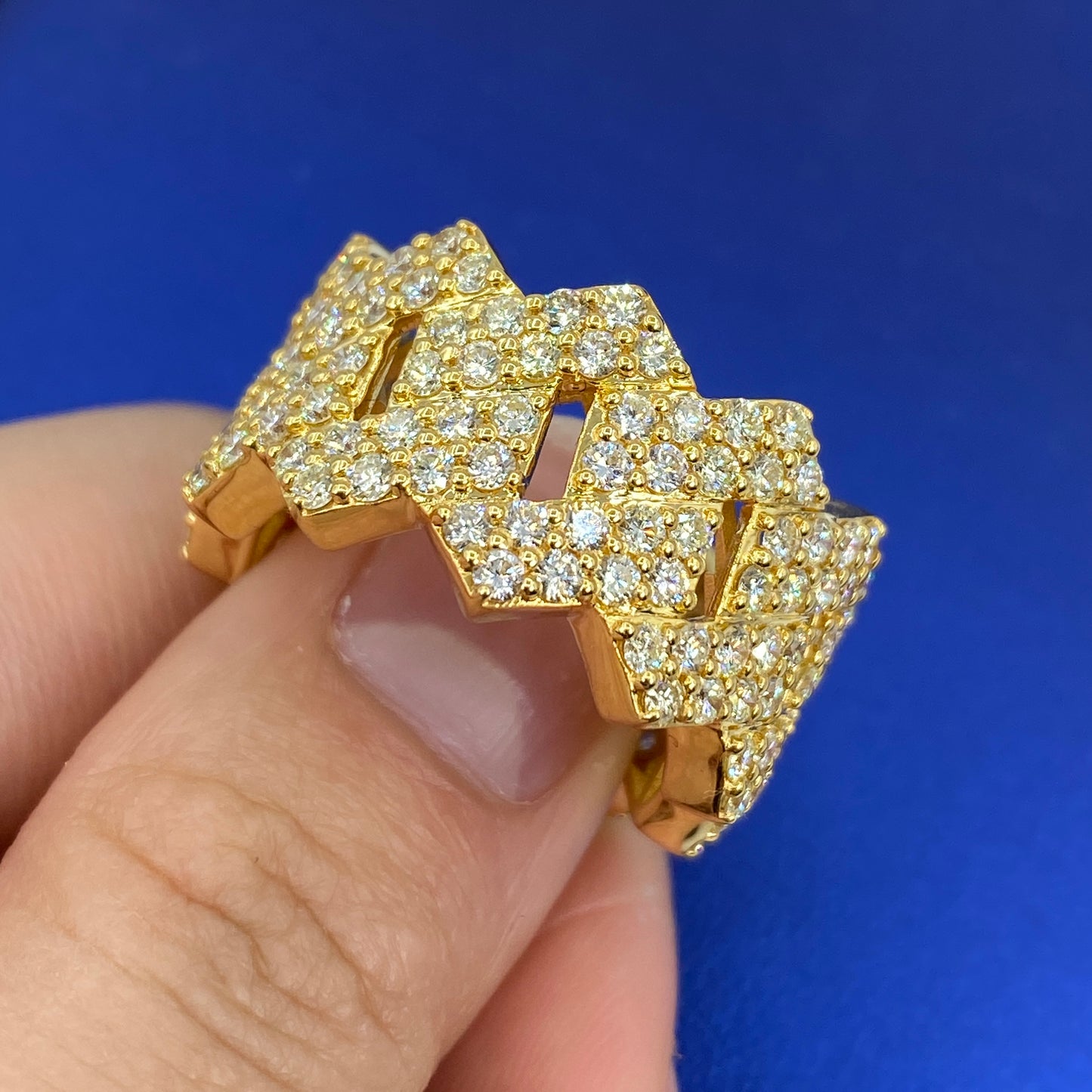 14K Cuban Link Eternity Diamond Ring