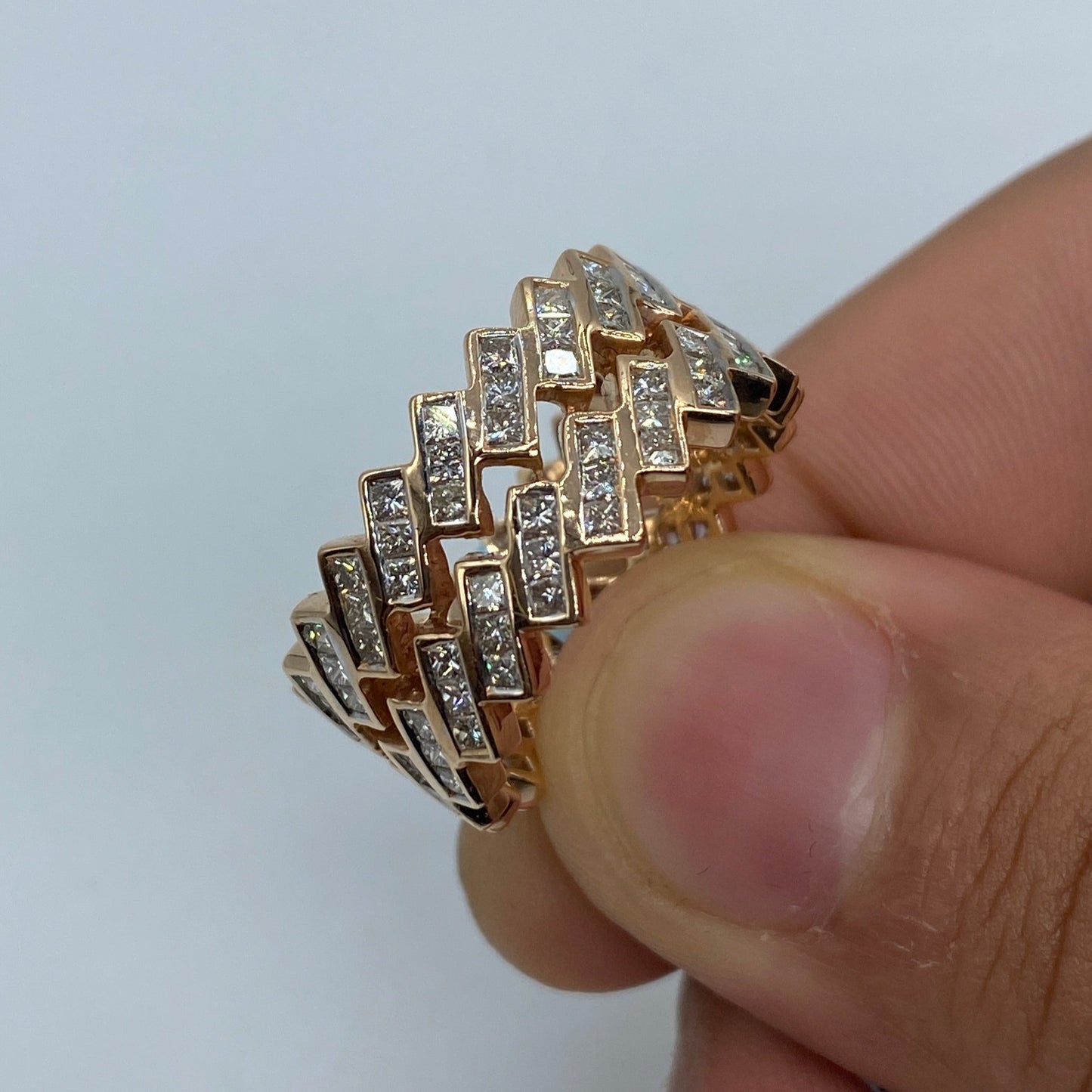 14K Double Eternity Baguette Cuban Link Ring
