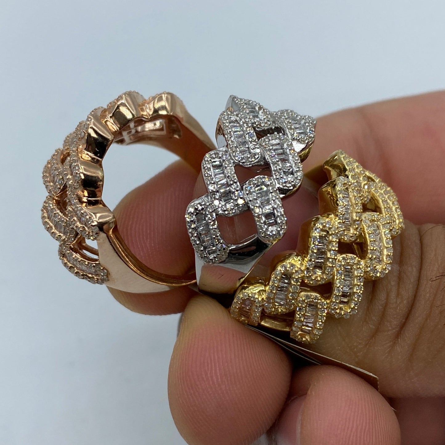 10K Chubby Cuban Link Diamond Baguette Ring