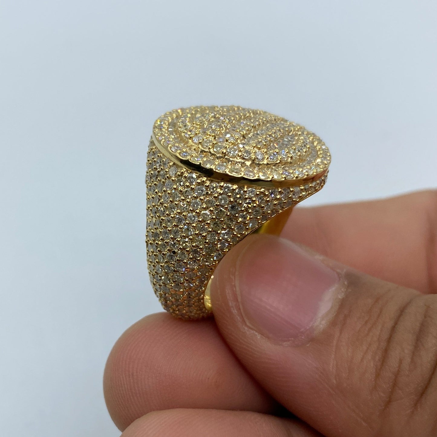 10K Circle Iced-Out Diamond Ring