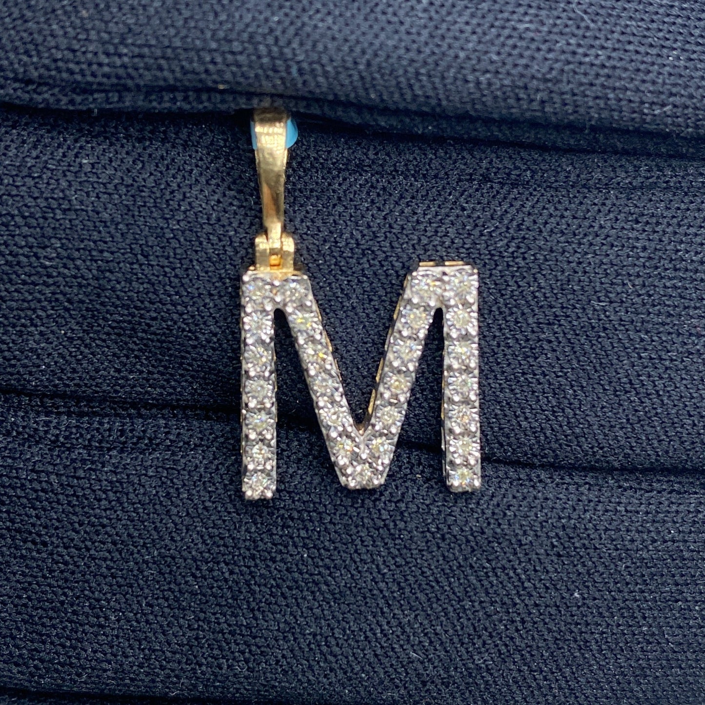 14k Single Stone Initial M Pendant