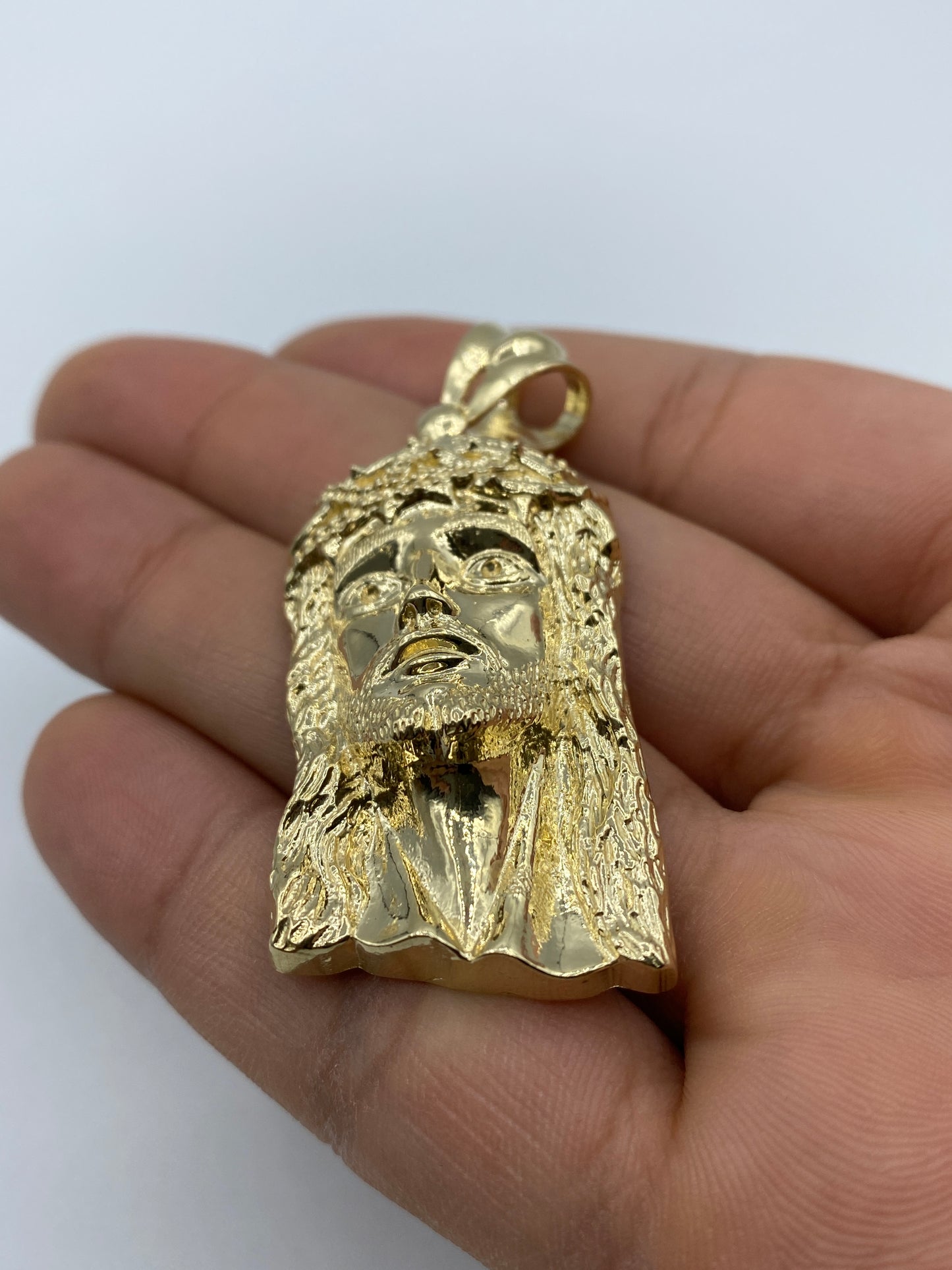 14K Jesus Head Pendant 2.25"