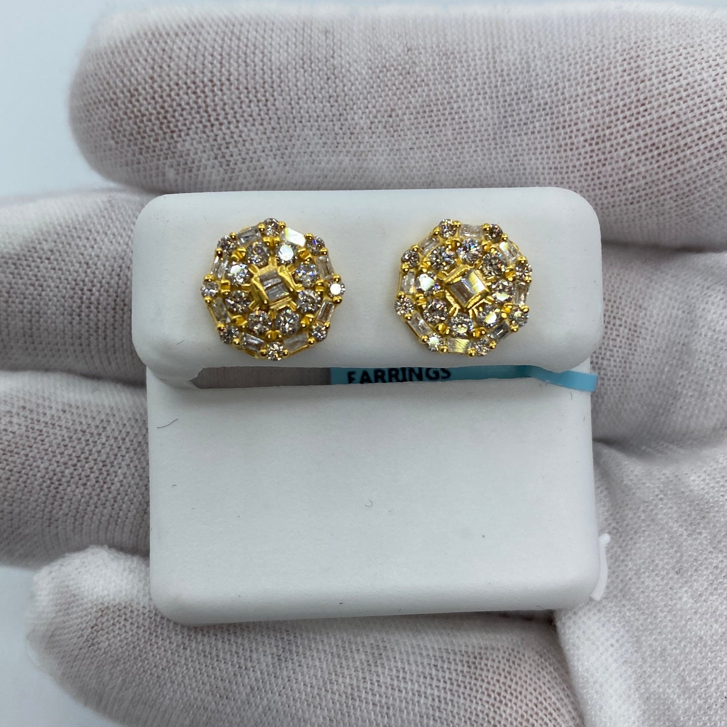 14K Jumbo Regal Circle Diamond Baguette Earrings
