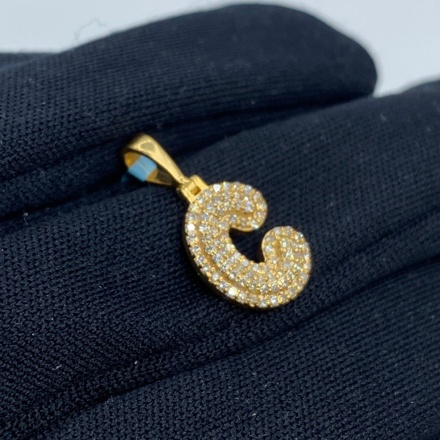14k Initial C Bubble Pendant