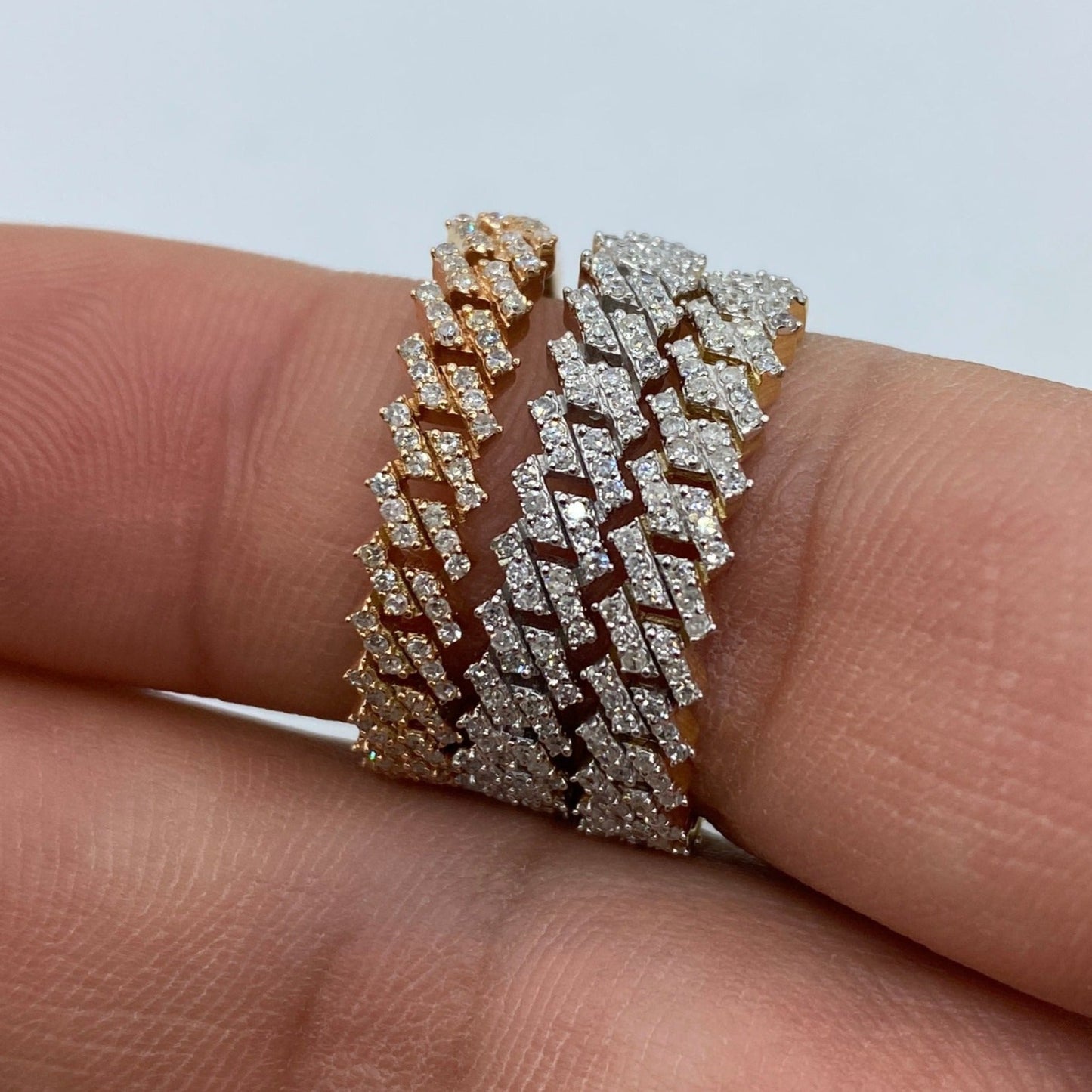 10K Classic Cuban Link Diamond Ring