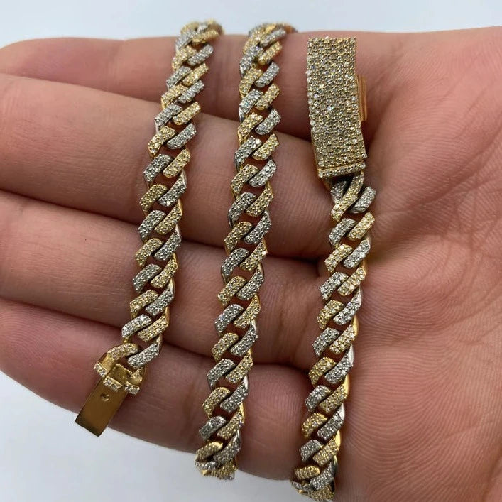 14K 6.5MM Cuban Diamond Chain 16-22"