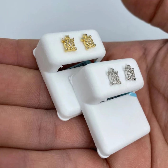 14K Turtle Diamond Earrings