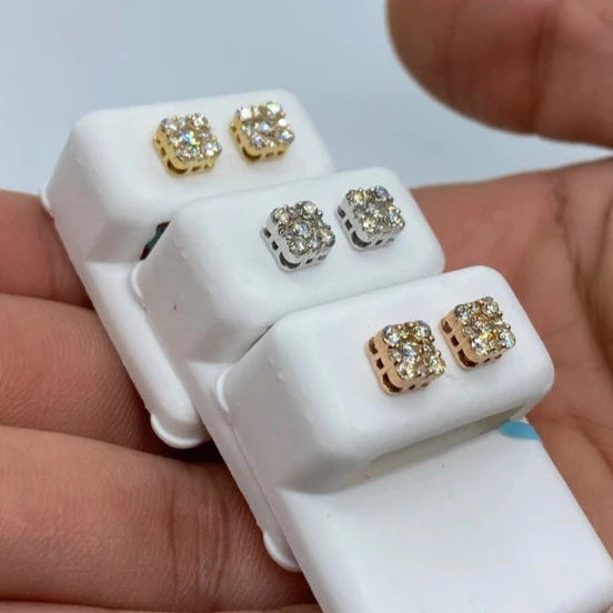 14K Square Stud Earrings 0.75ct