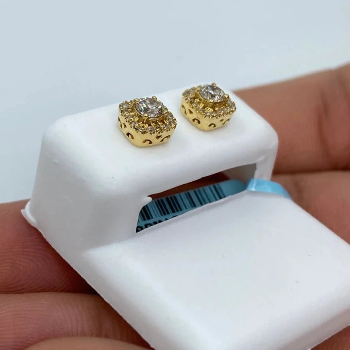 14K Big Rocks Square Diamond Earrings