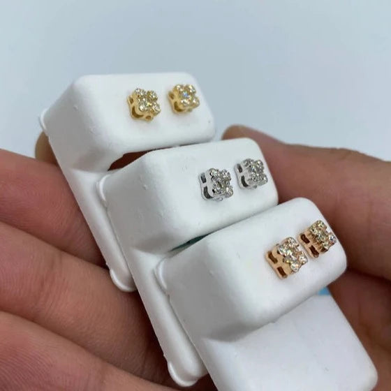 14K Square Stud Earrings 0.5CT