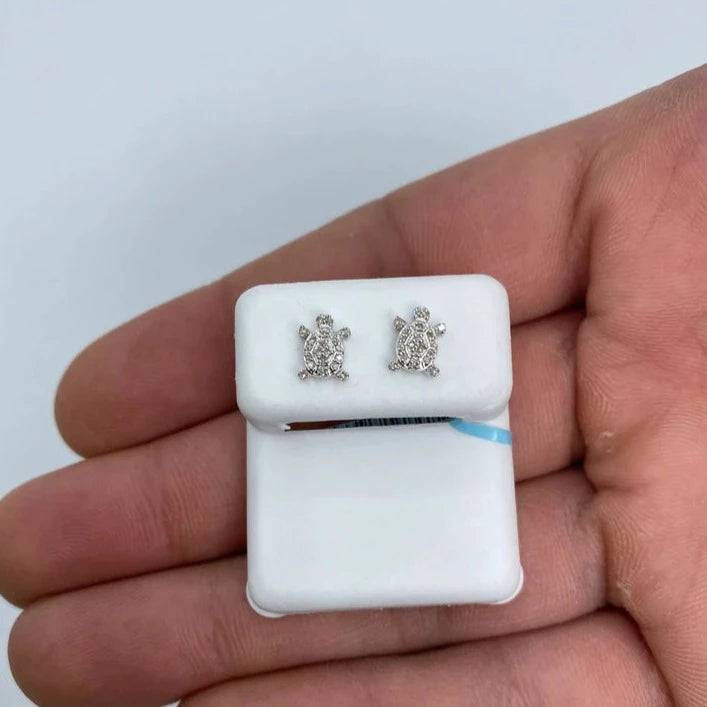 14K Turtle Diamond Earrings