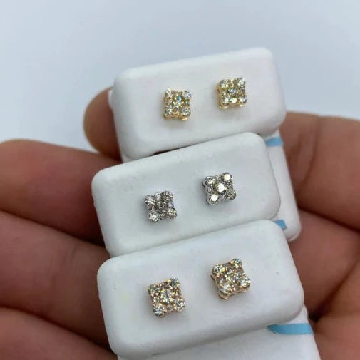 14K Square Stud Earrings 0.5CT