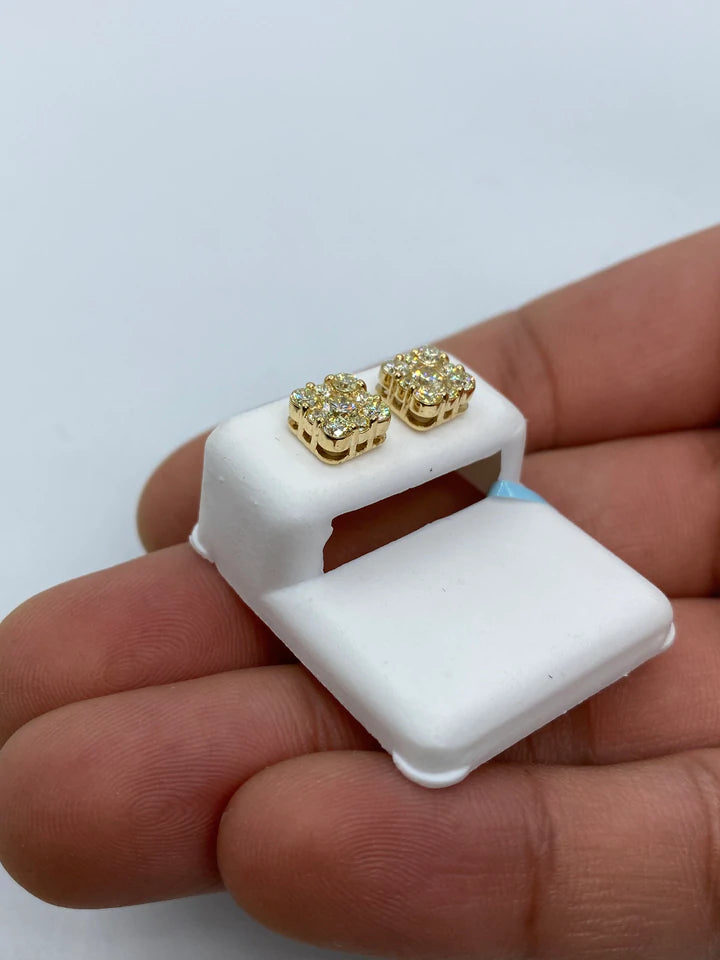 14k Square Stud Earrings 1.3ct