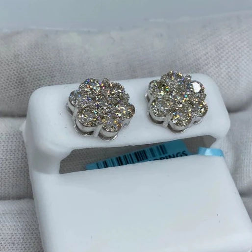 14K Flower Diamond Earrings 5.3ct
