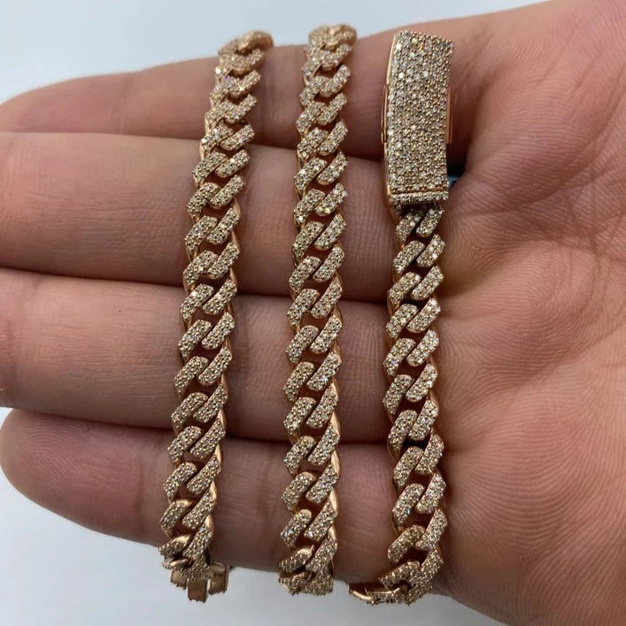 14K 6.5MM Cuban Diamond Chain 16-22"