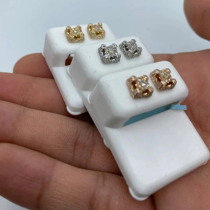 14K Castle Diamond Earrings Small