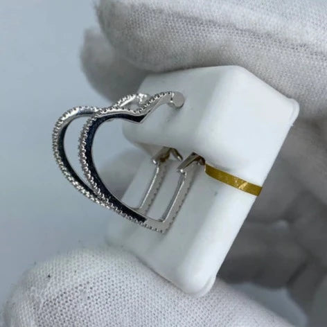 10K Heart Hoop Diamond Earrings