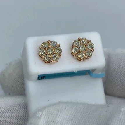 14K Flower Diamond Earrings 1.4ct