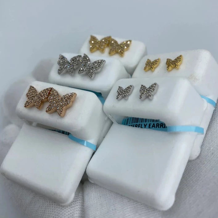 14K Butterfly Diamond Earrings