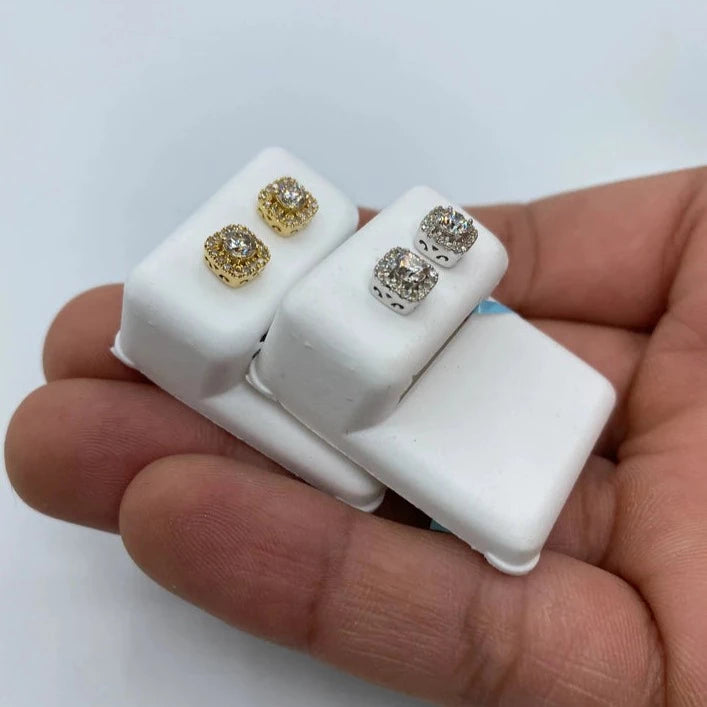 14K Big Rocks Square Diamond Earrings