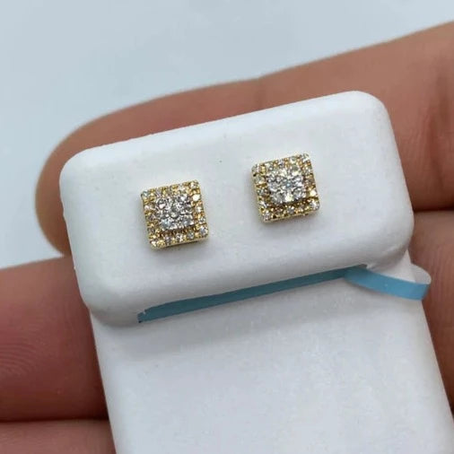 14K Grandeur Square Diamond Earrings