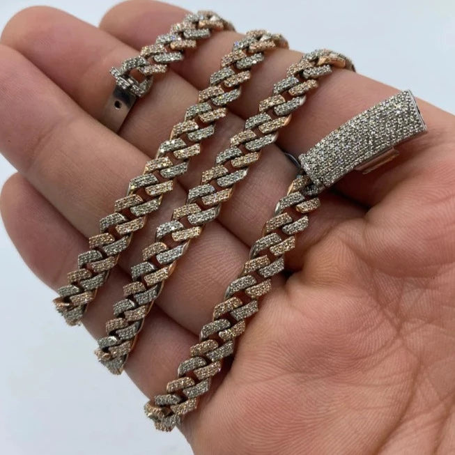 14K 6.5MM Cuban Diamond Chain 16-22"