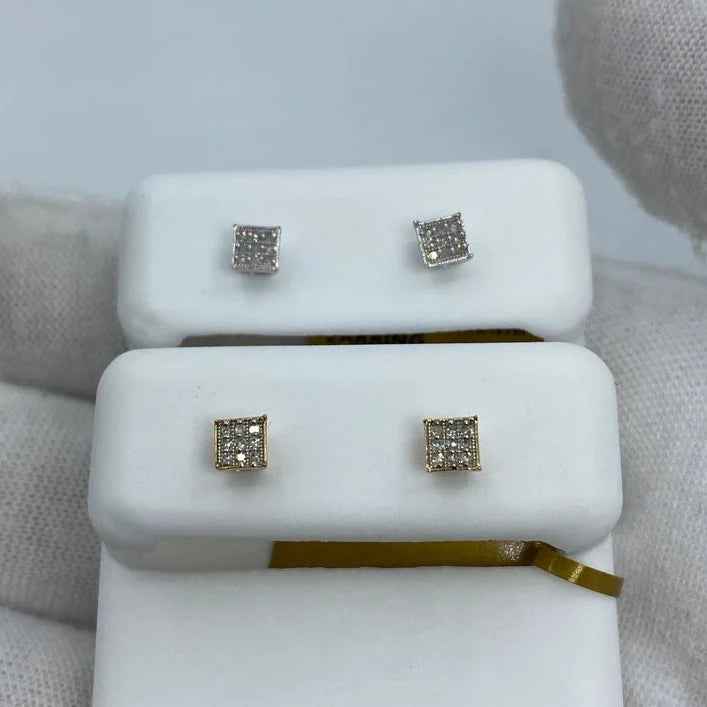 10K Square Diamond Earrings 0.1ct