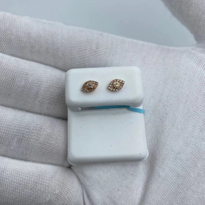 14K Eye Diamond Earrings