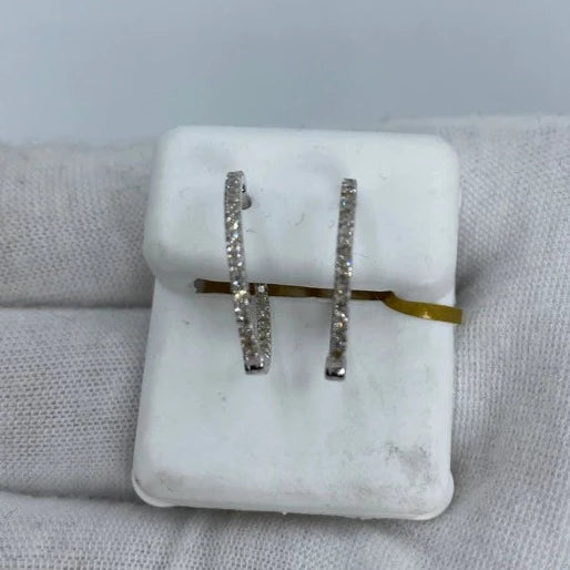 10K Small Circle Hoop Diamond Earrings