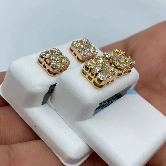 14K Square Stud Earrings 2.5ct