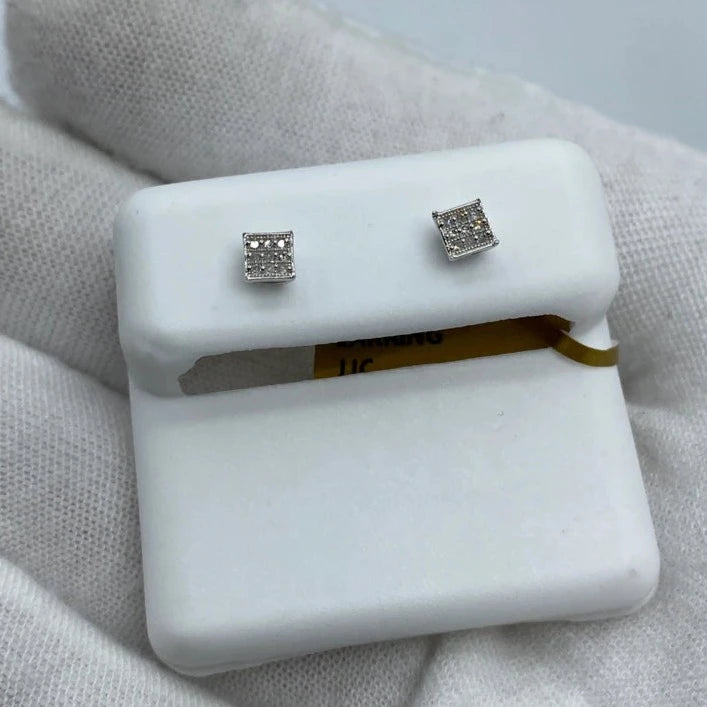 10K Square Diamond Earrings 0.1ct