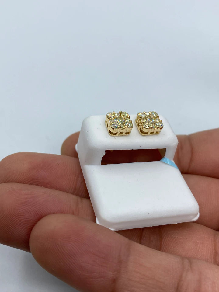14k Square Stud Earrings 1.3ct