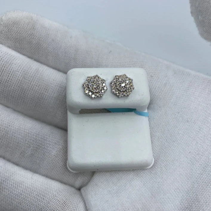 14K Octagon Diamond Earrings